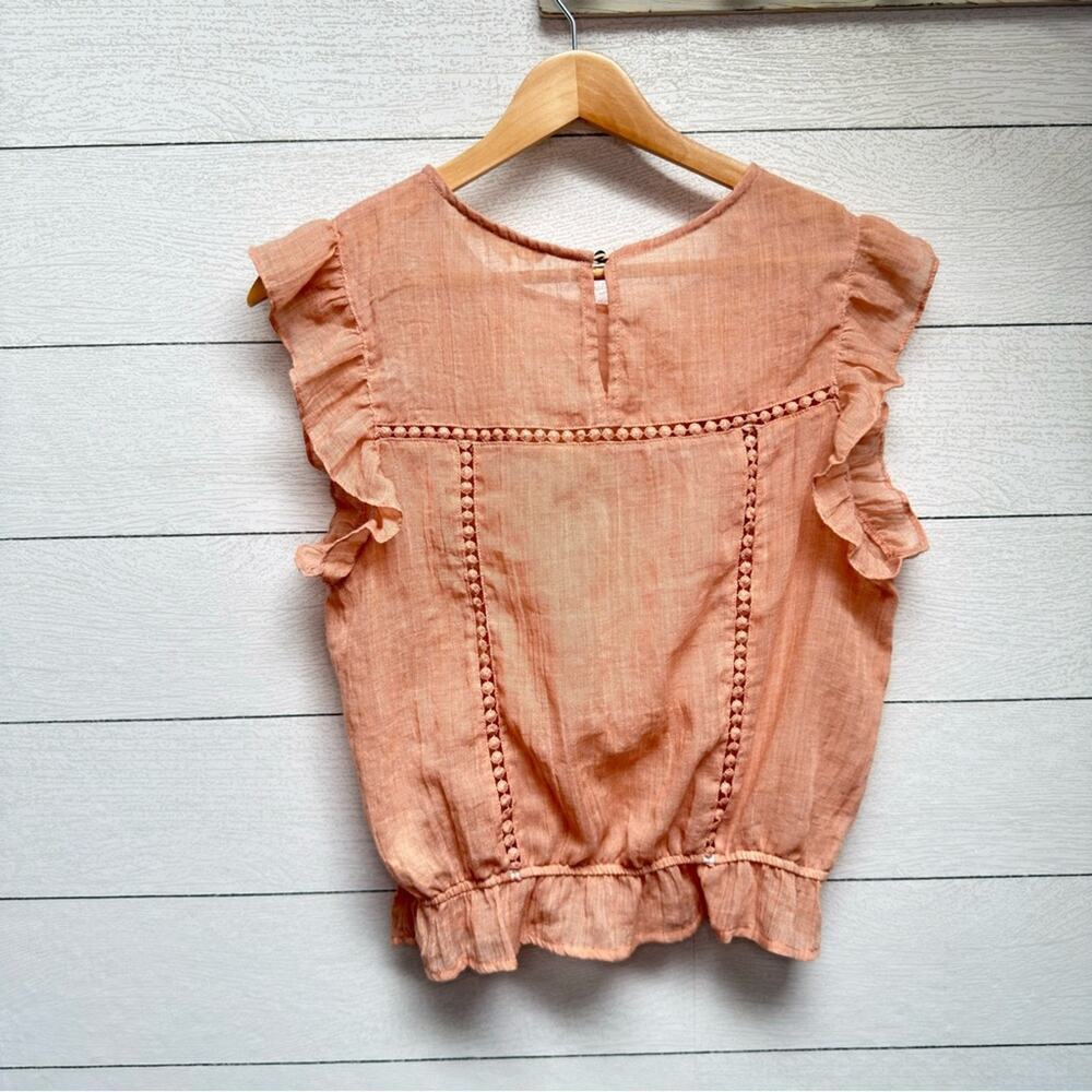 Lily Star Peach Ruffle Blouse Small Cottagecore Fairy Lace Trim Romantic Top - Picture 5 of 8